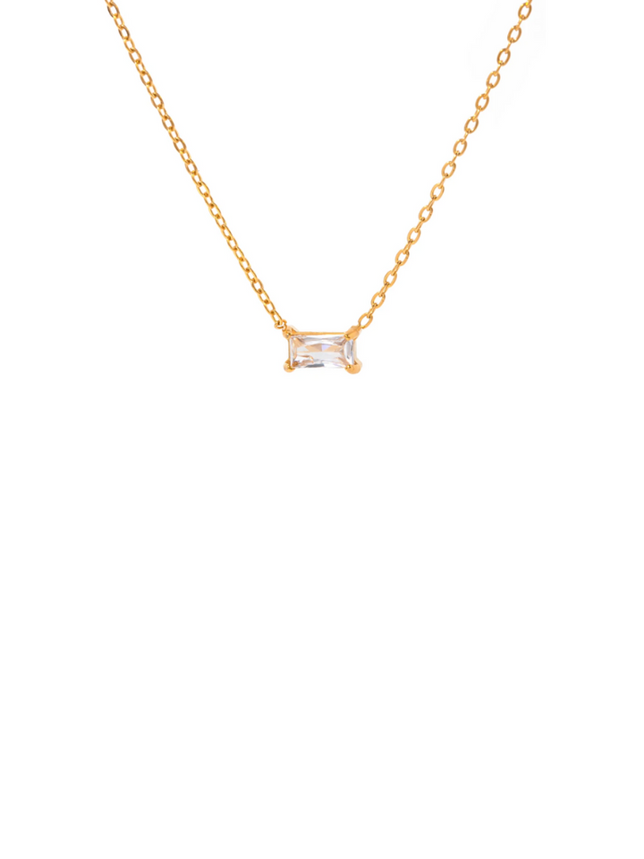 Collar Con Baguette Rectangular Blanco