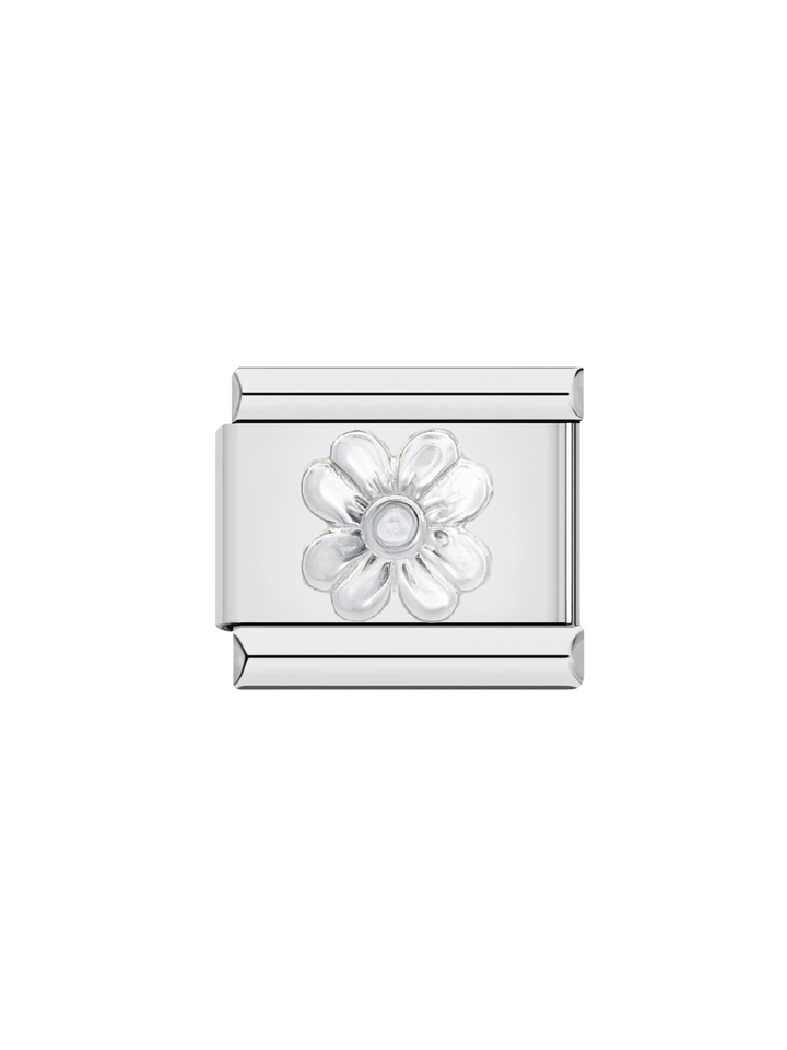 Charm Flor Plateada Lisa