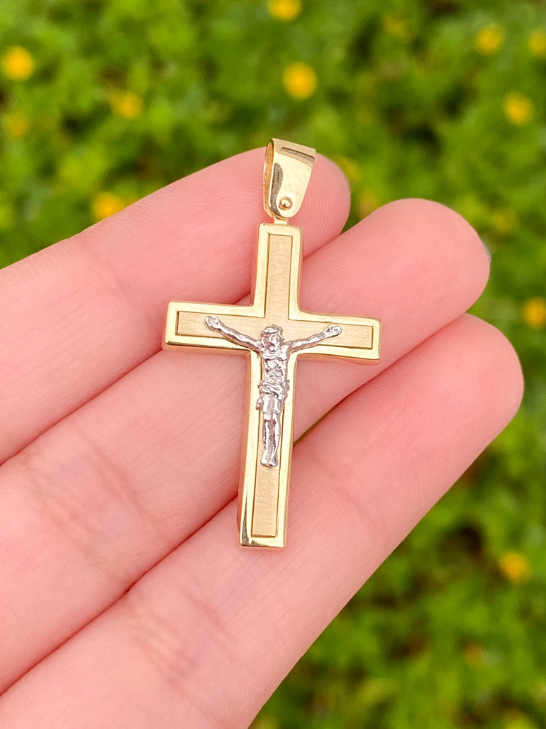 Dije Crucifijo Combinado 32 mm Oro 14k