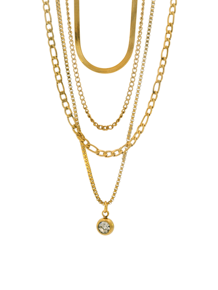 Collar Cuatro Capas Con Zirconia