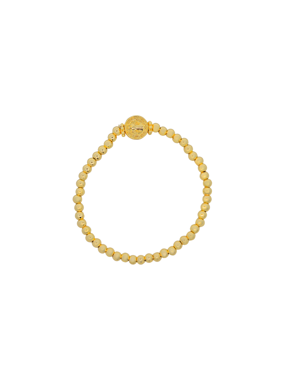 Pulsera Bolitas Doradas Con San Benito