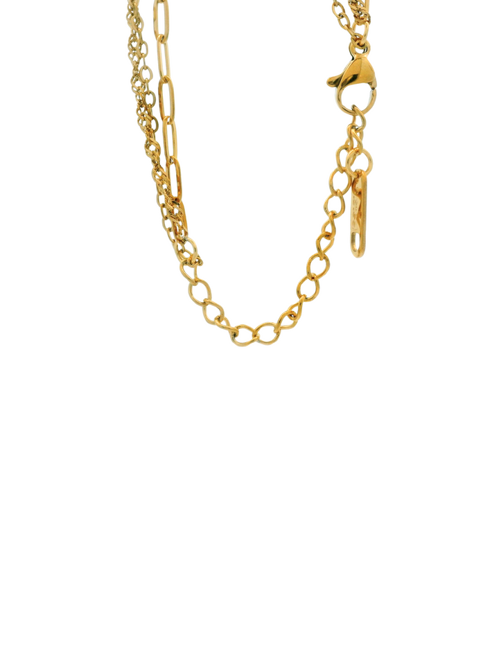 Collar Triple Cadena Con Piedra