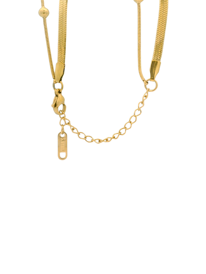 Collar Doble Planchado Con Bolitas