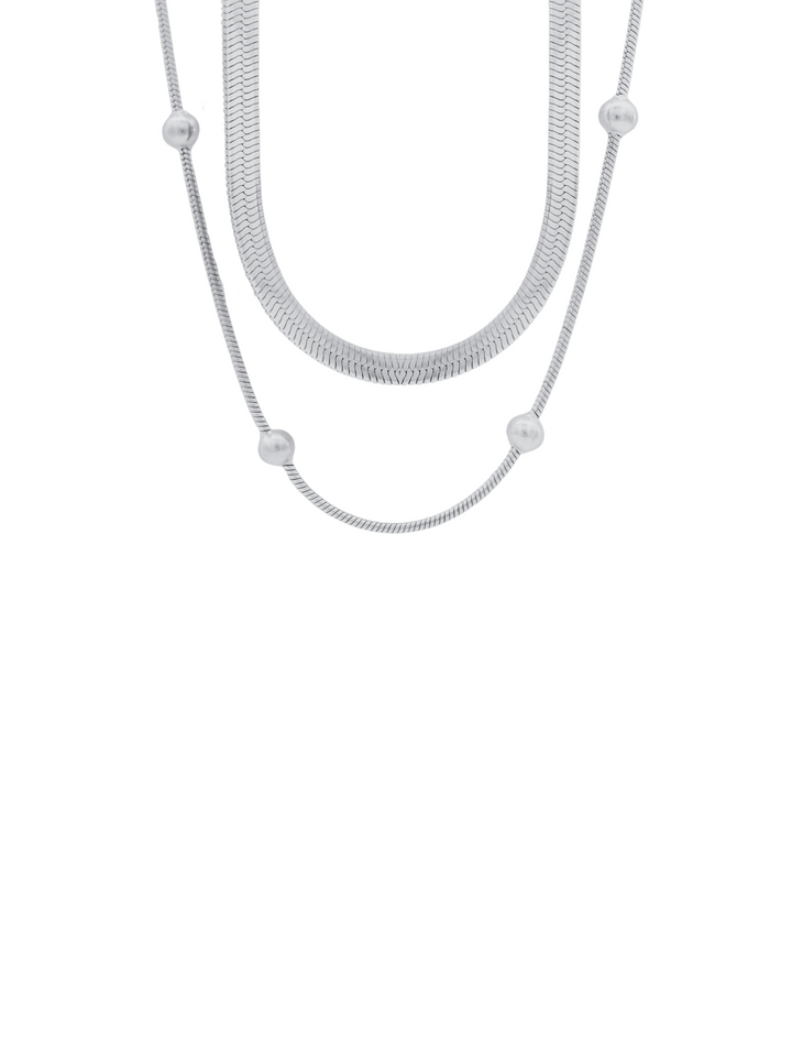 Collar Doble Planchado Con Bolitas