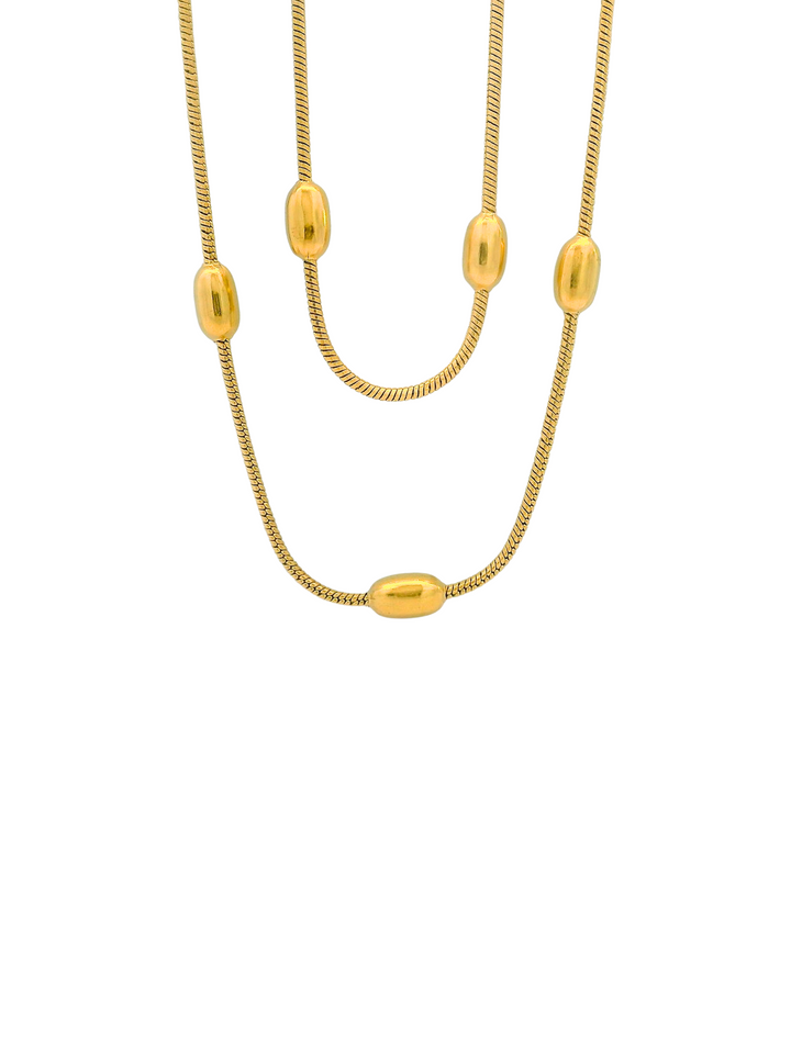 Collar Doble Con Bolitas Ovaladas