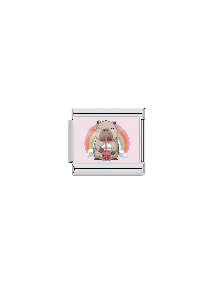 Charm Capibara Rainbow Con Bebida