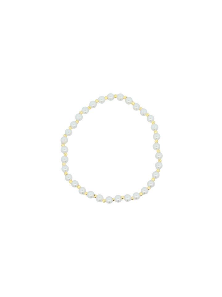 Pulsera Perlitas Con Mini Bolitas Doradas