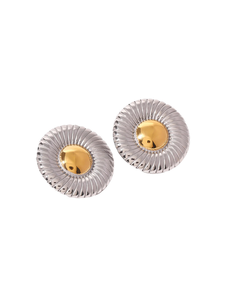 Par Arete Circulo Lineas Con Centro Dorado