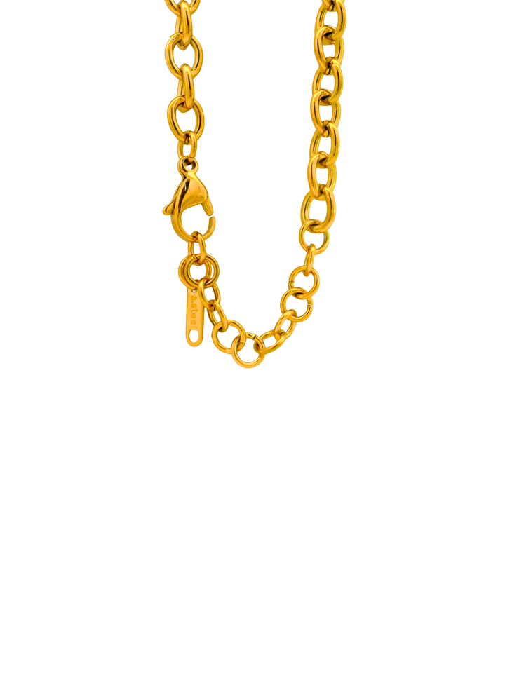 Collar Eslabones Redondos Con Dije Plateado Ovalado