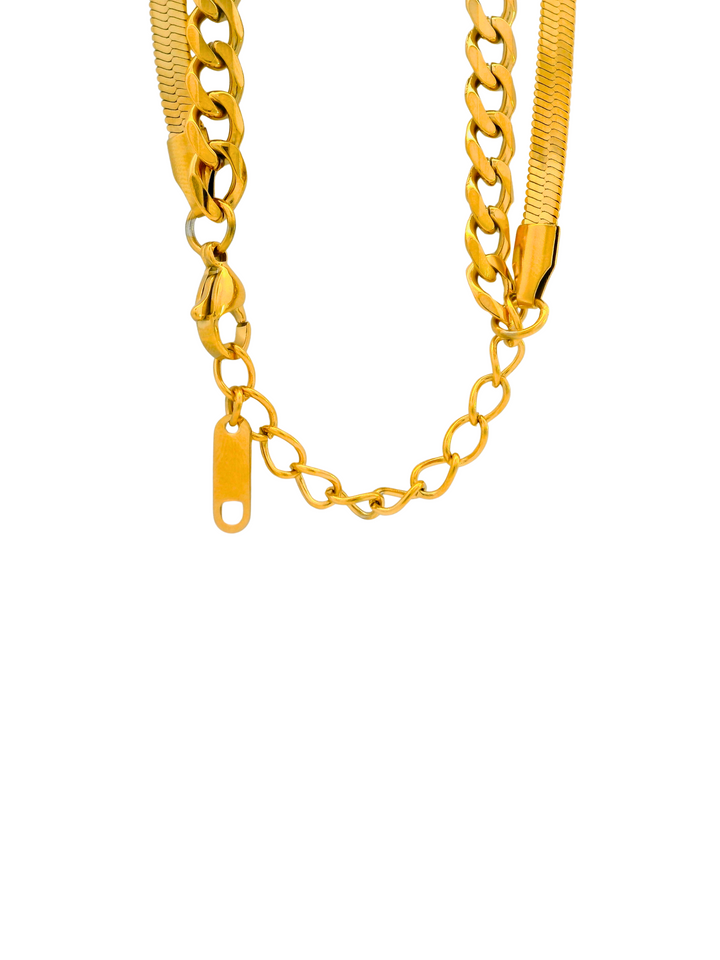 Collar Doble Planchado Y Cadena Cubana