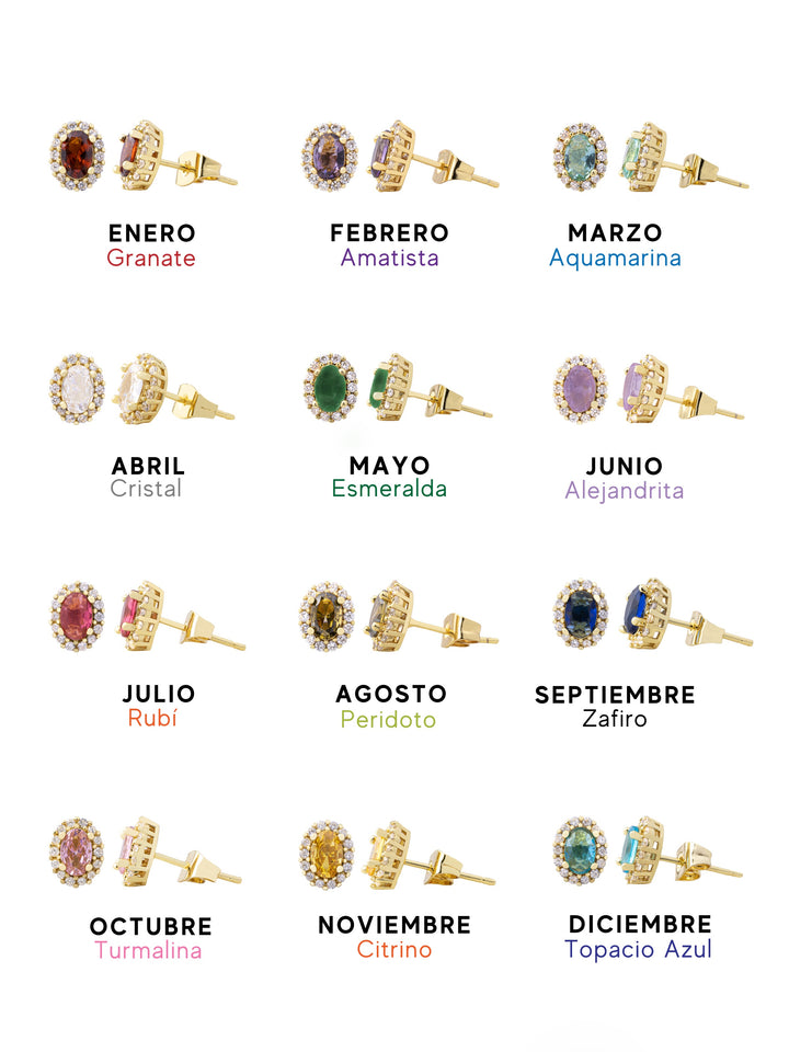 Par Arete Ovalado Birthstone