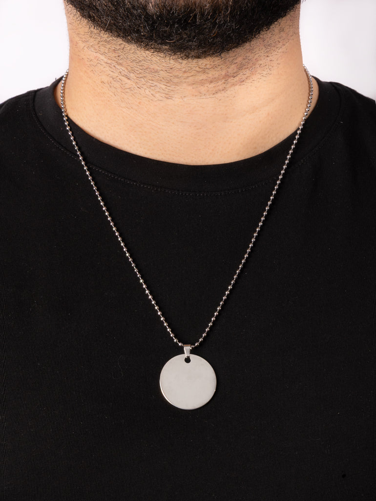 Collar Bolitas Con Dije Circulo Liso