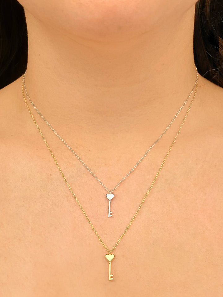 Collar Dije Llave Con Corazon