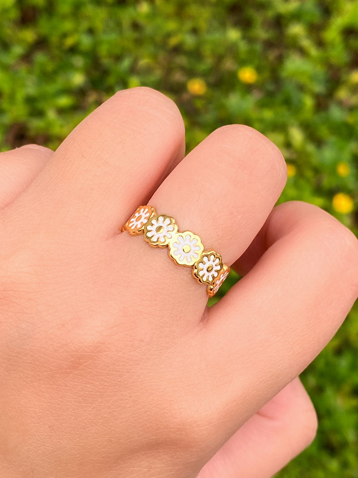 Anillo Flores Blancas Abierto