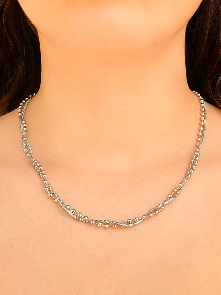 Collar Doble Torcido Con Bolitas