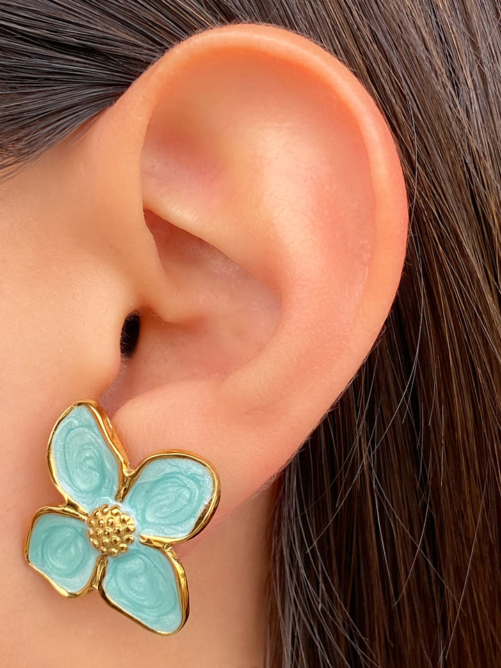 Par Arete Flor Aqua