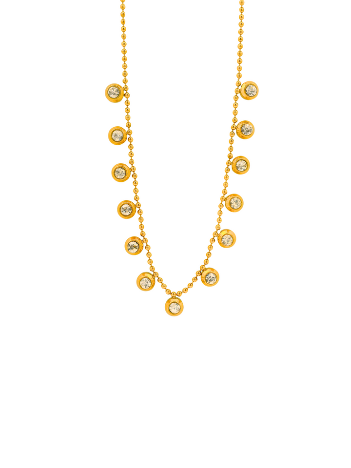 Collar Bolitas Con Dijes Zirconias