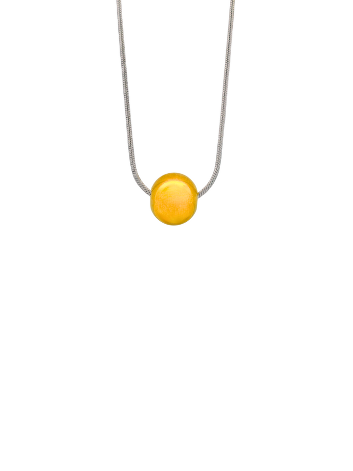 Collar Plateado Con Bolita Dorada