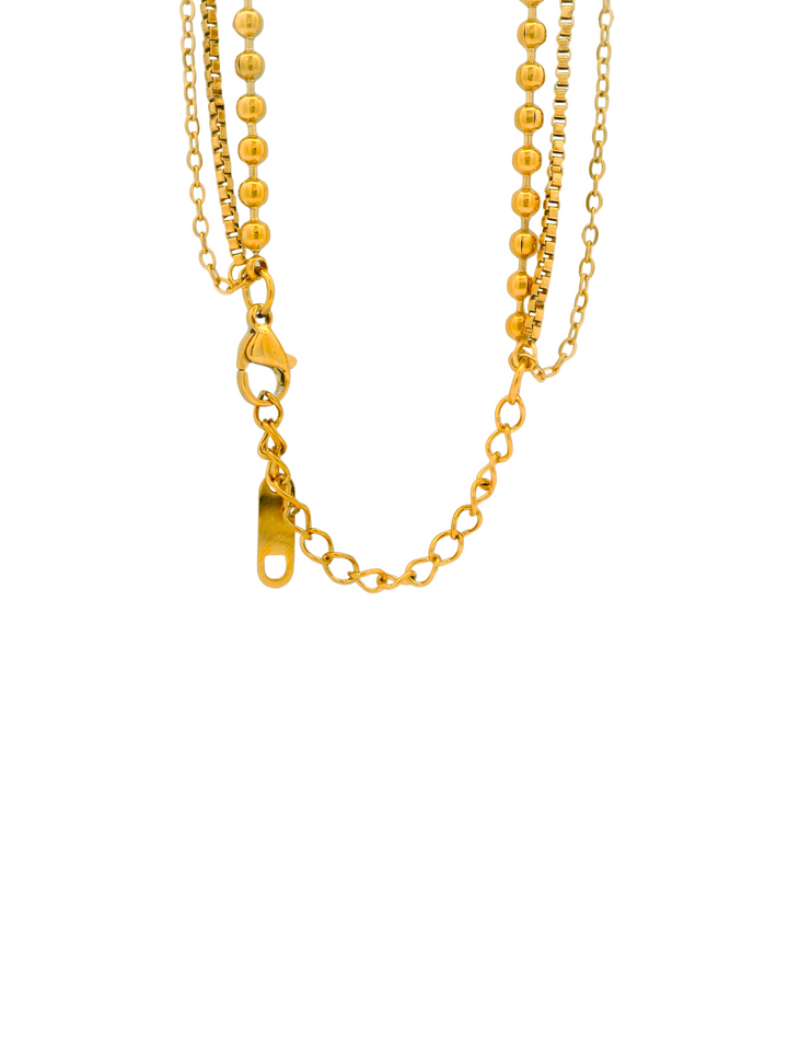 Collar Triple Bolitas Con Dije