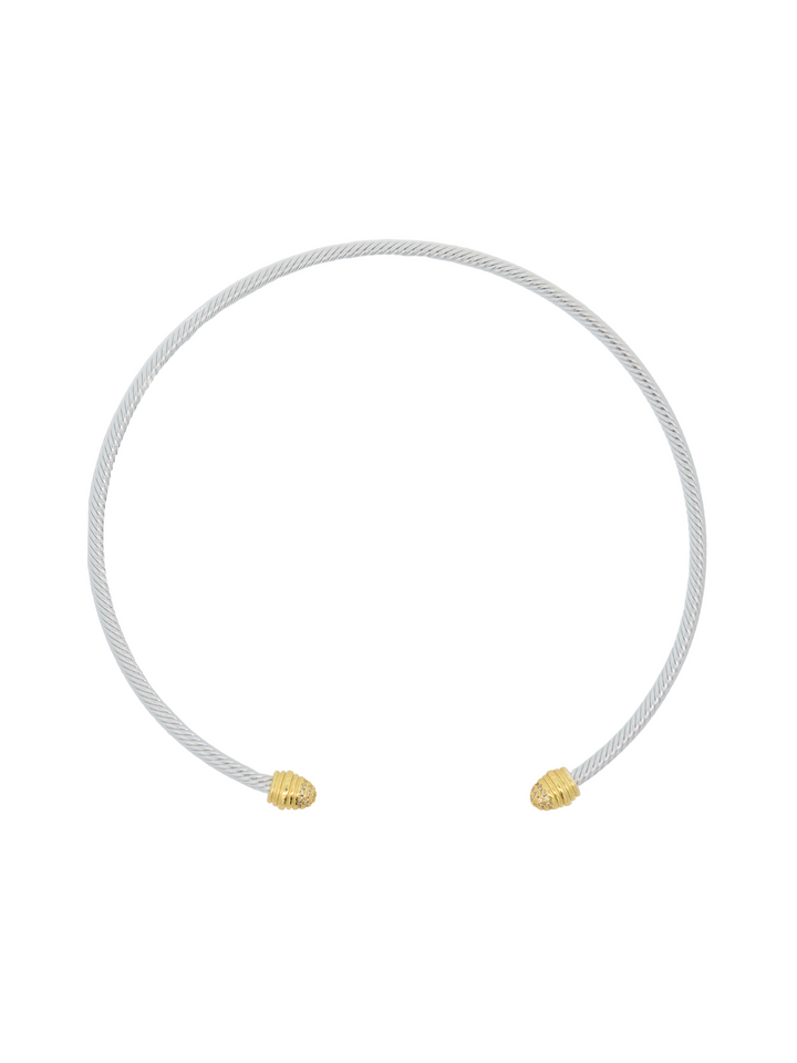 Choker Abierto Torcido Con Borde Zirconias