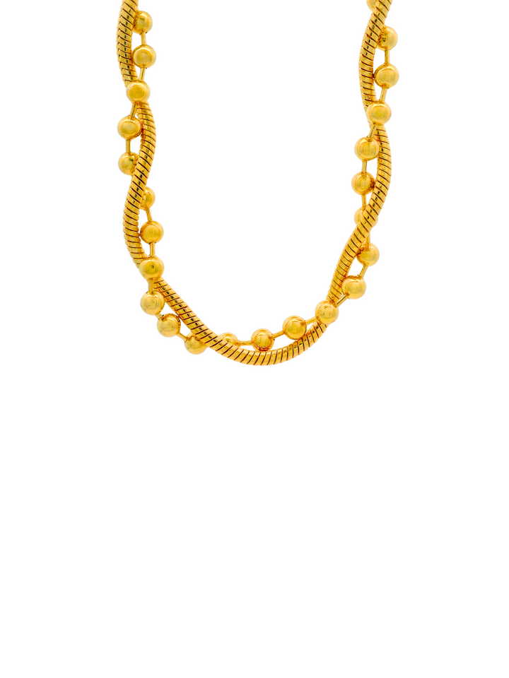 Collar Doble Torcido Con Bolitas