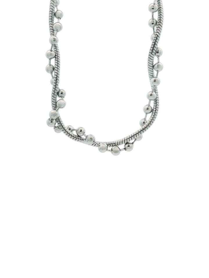 Collar Doble Torcido Con Bolitas