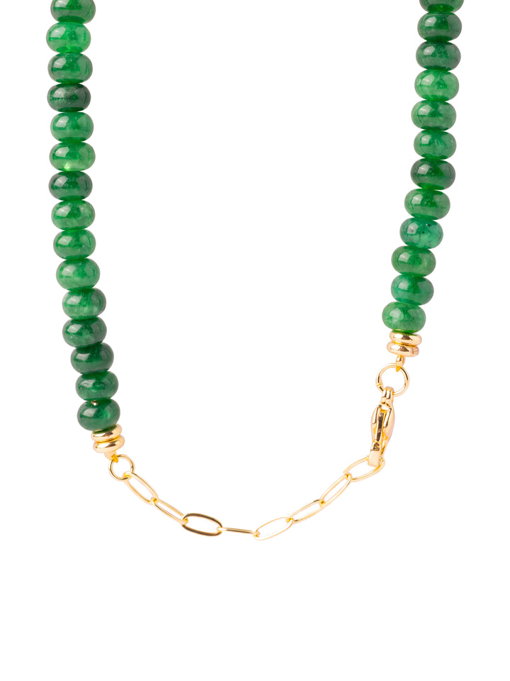 Collar Verde Oscuro Con Dije Zirconia Ovalada