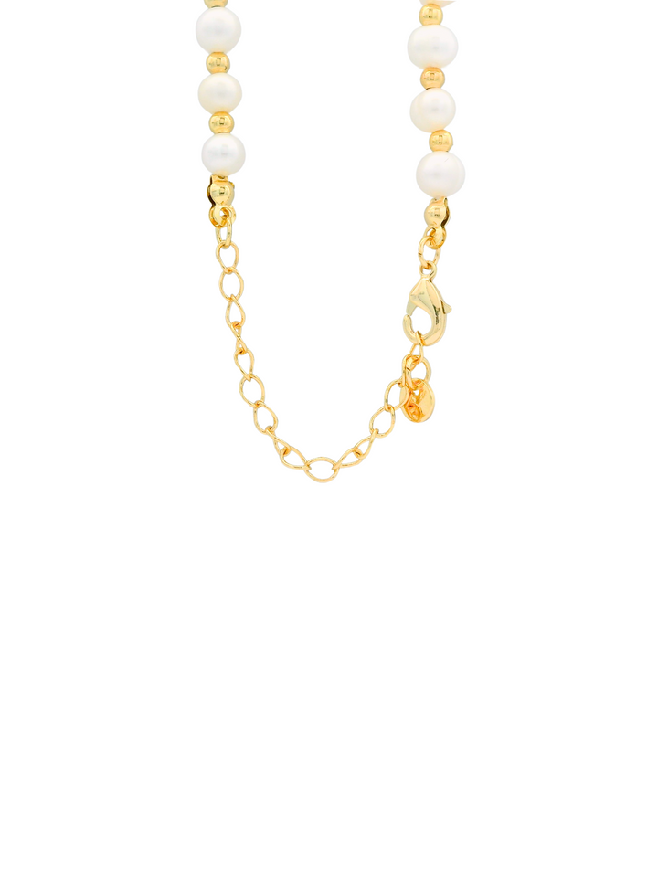 Collar Perlitas Con Bolitas Doradas