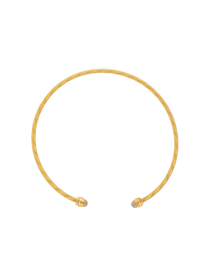 Choker Abierto Trenzado Con Borde Zirconias