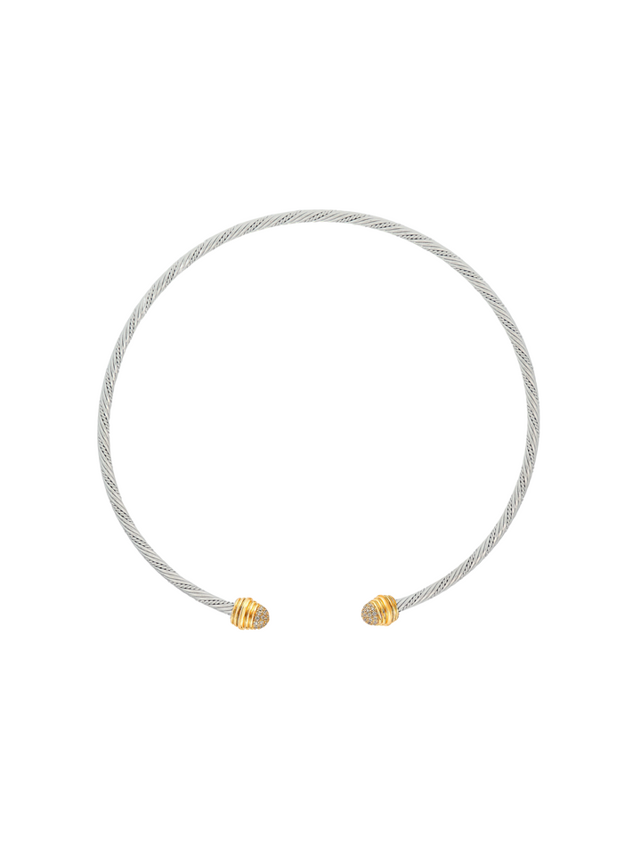 Choker Abierto Trenzado Con Borde Zirconias