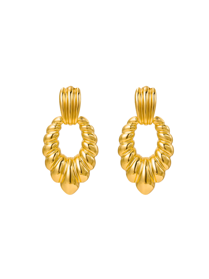 Par Arete Con Dije Ovalado Trenzado