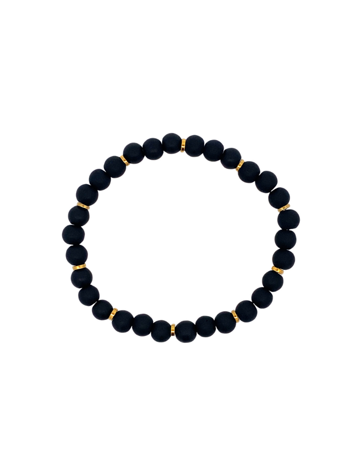 Pulsera Bolitas Negras con Dorado