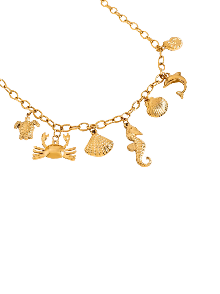 Collar Eslabones Con Dijes De Mar