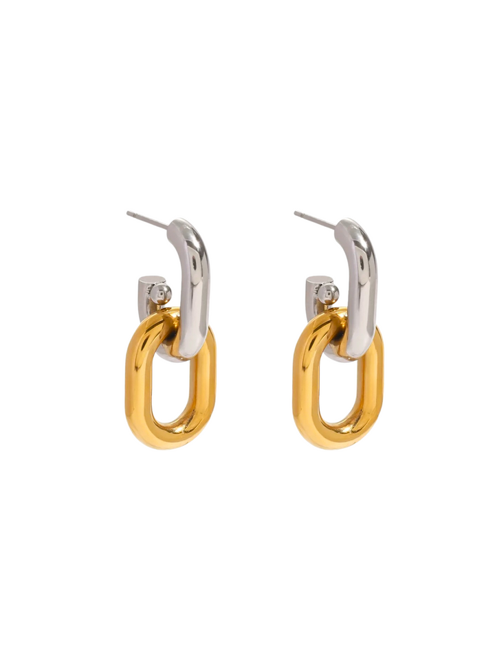 Par Arete Con Eslabon Ovalado Combinado