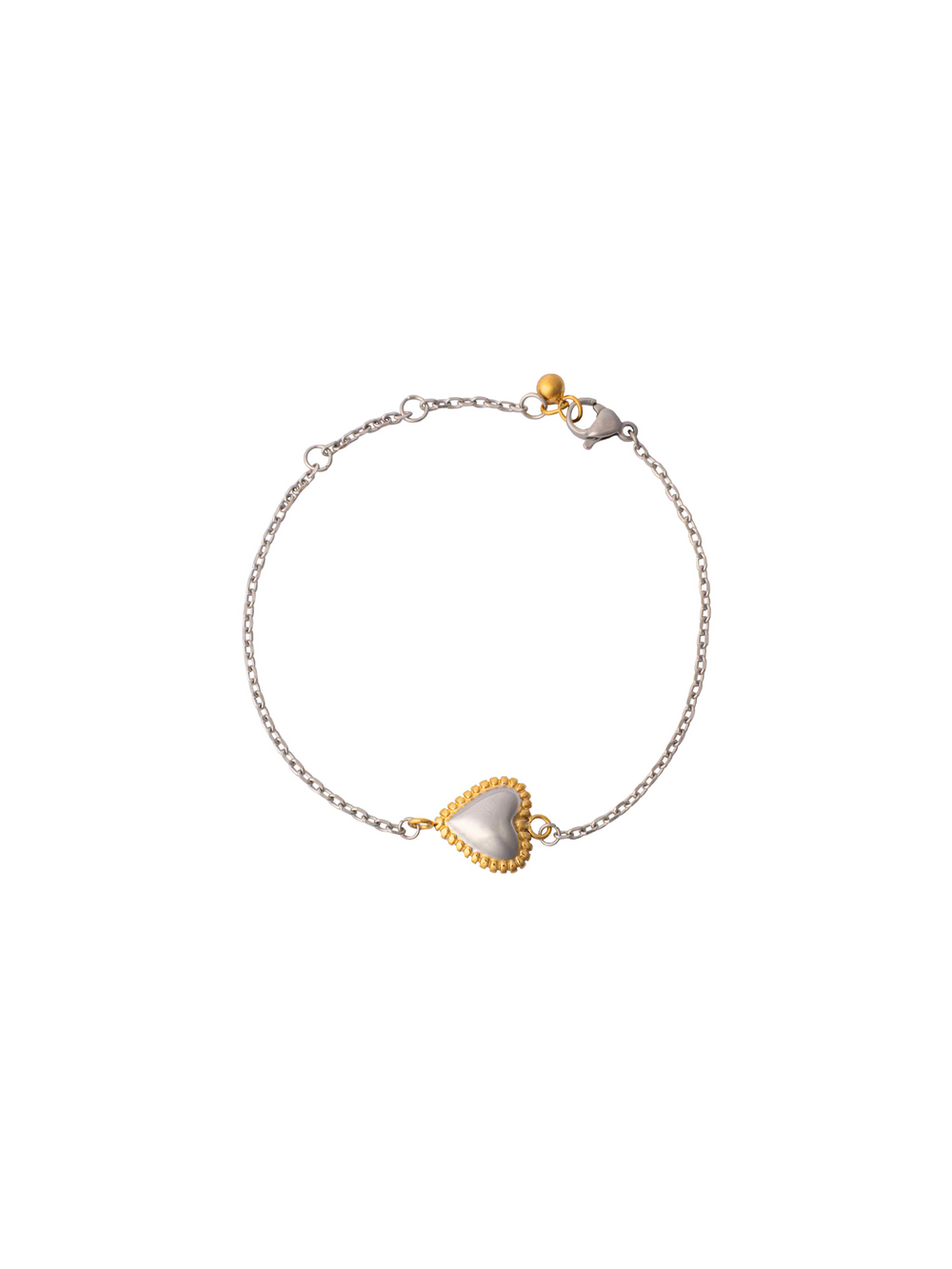 Pulsera Con Corazon Centro Plateado