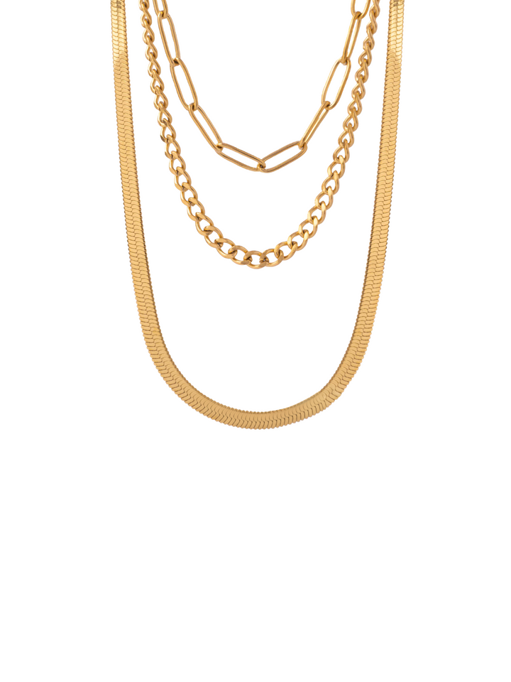 Collar Triple Capa Planchado y Eslabones