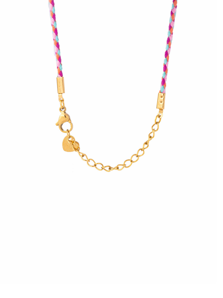 Collar Rosa Con Dijes Sol, Luna, Elefante