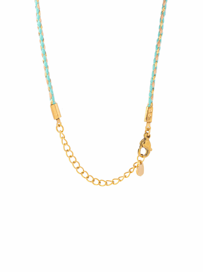 Collar Verde Con Caracoles y Ojos Cuadrados