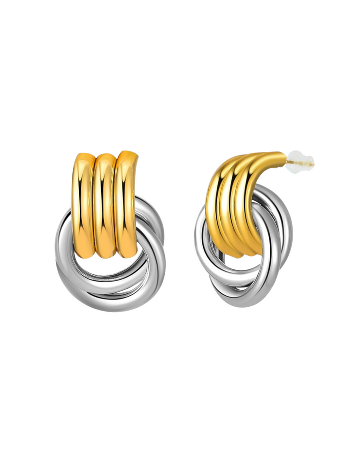 Par Arete Triple Linea Con Doble Circulo