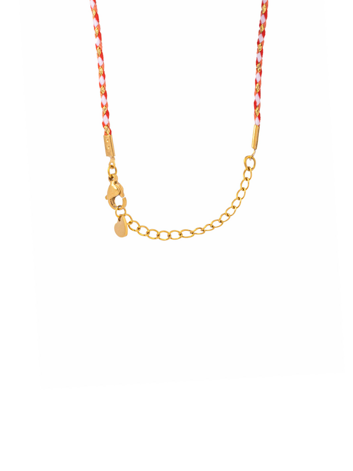 Collar Rojo Con Ojos Cuadrados