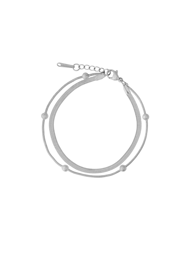 Pulsera Doble Planchada y Bolitas