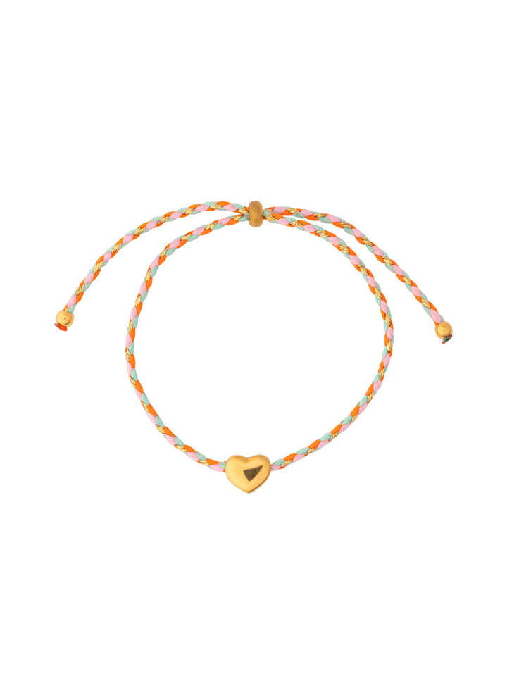 Pulsera Hilo Naranja Con Corazon