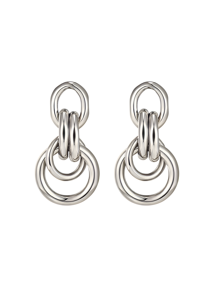 Par Arete Con Dijes Circulos Enlazados