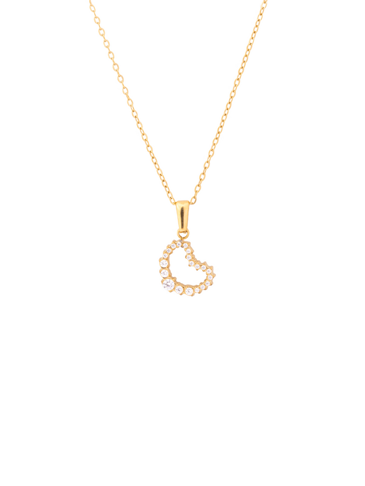 Collar Con Dije Contorno Corazon Zirconias