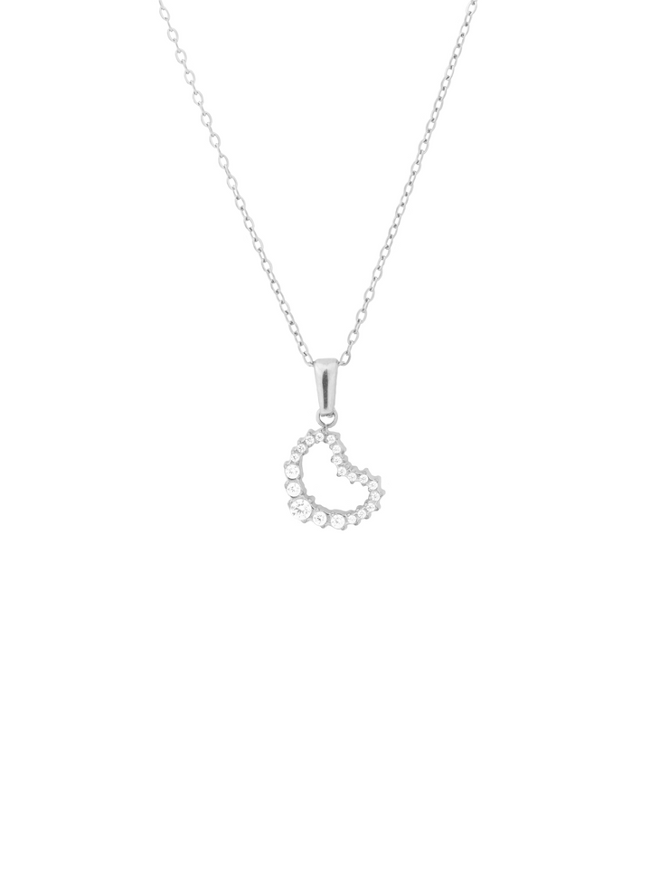Collar Con Dije Contorno Corazon Zirconias