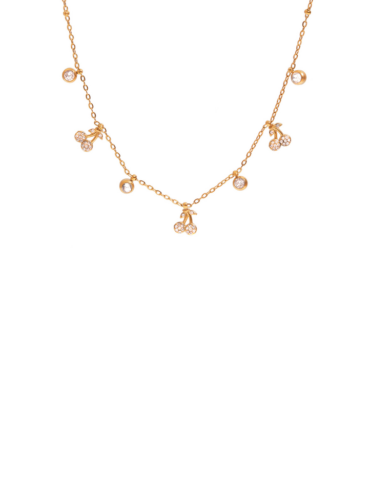 Collar Con Minis Cerezas y Zirconias