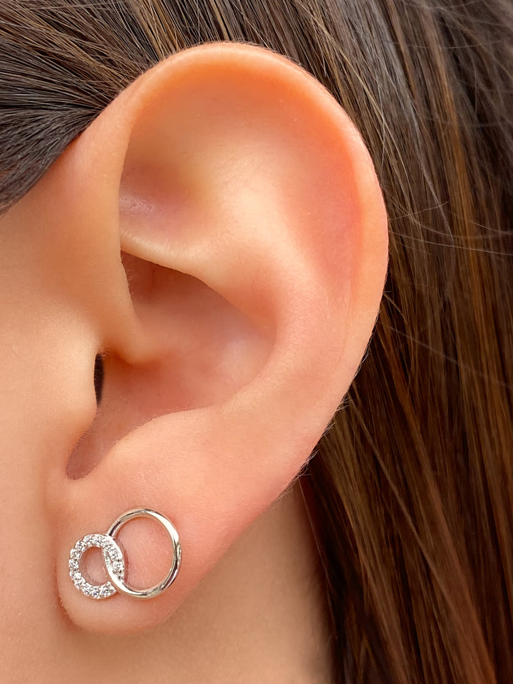 Par Arete Doble Circulo Con Zirconias