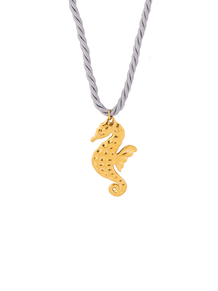 Collar Gris Con Dije Caballito De Mar