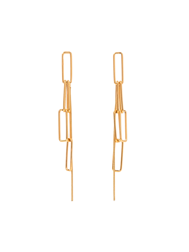 Par Arete Largo Eslabones Con Tira