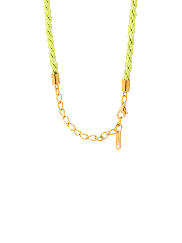 Collar Verde Con Dije Contorno Flor